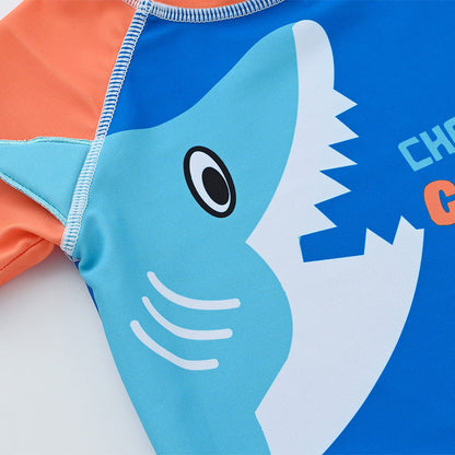 Children's swimsuit 1-8 years old big child split short-sleeved swimsuit boy swimming cap cartoon beach baby swimsuit swimming trunks 