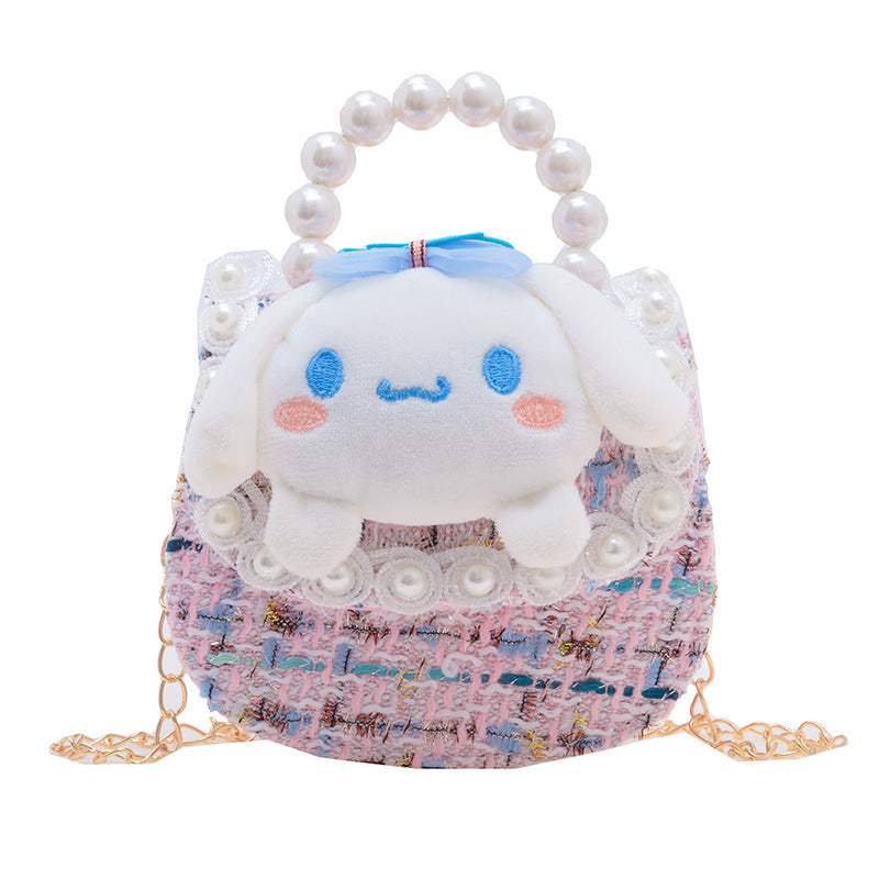 Cute Princess Crossbody Bag Fashion Pearl Handbag Girls Chain Shoulder Bag Cartoon Children Bag Wholesale 