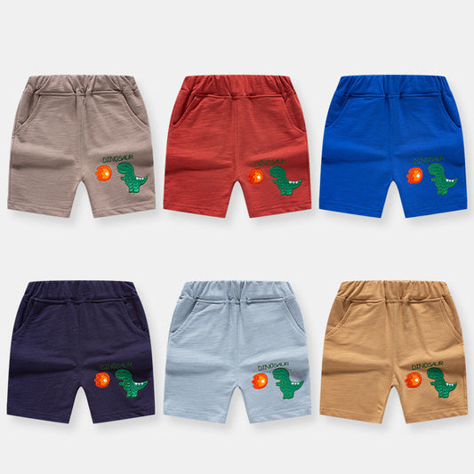 New Korean style summer children's shorts cartoon dinosaur embroidered pants boys' shorts one piece children's clothing wholesale