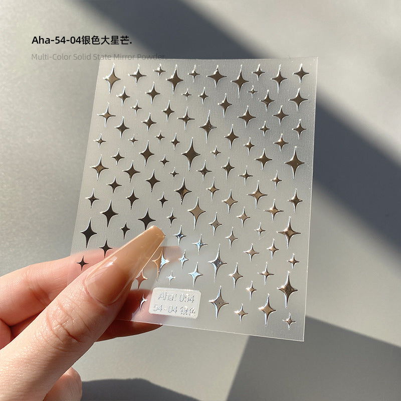 Aha dreamy big and small stars cute nail stickers crescent star Japanese gold and silver black and white nail stickers decorations