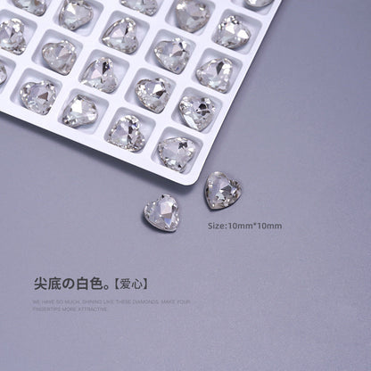 Nail art diamond jewelry special-shaped diamond white crystal transparent color pointed bottom crooked heart axe water drop rectangular butterfly nail diamond