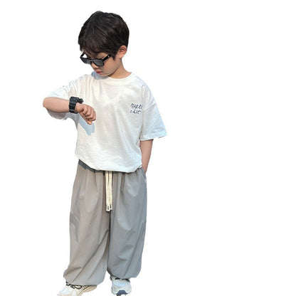 Boys pants 2024 summer new children's baby casual sports trousers breathable thin loose anti-mosquito pants trend