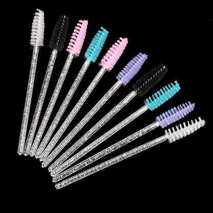 Wholesale disposable grafting eyelash brush portable white rod crystal brush colorful solid nylon head makeup brush