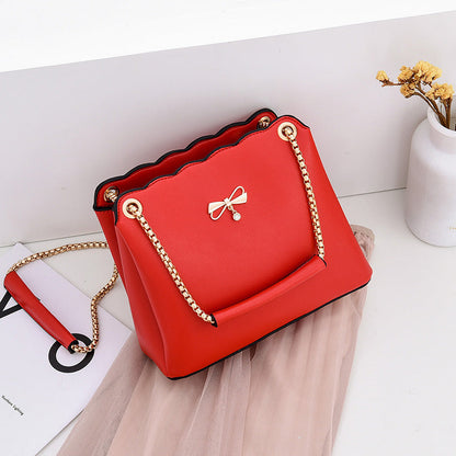 Small bag women 2024 autumn and winter new bow handbag Korean style simple casual fashion shoulder messenger bag 