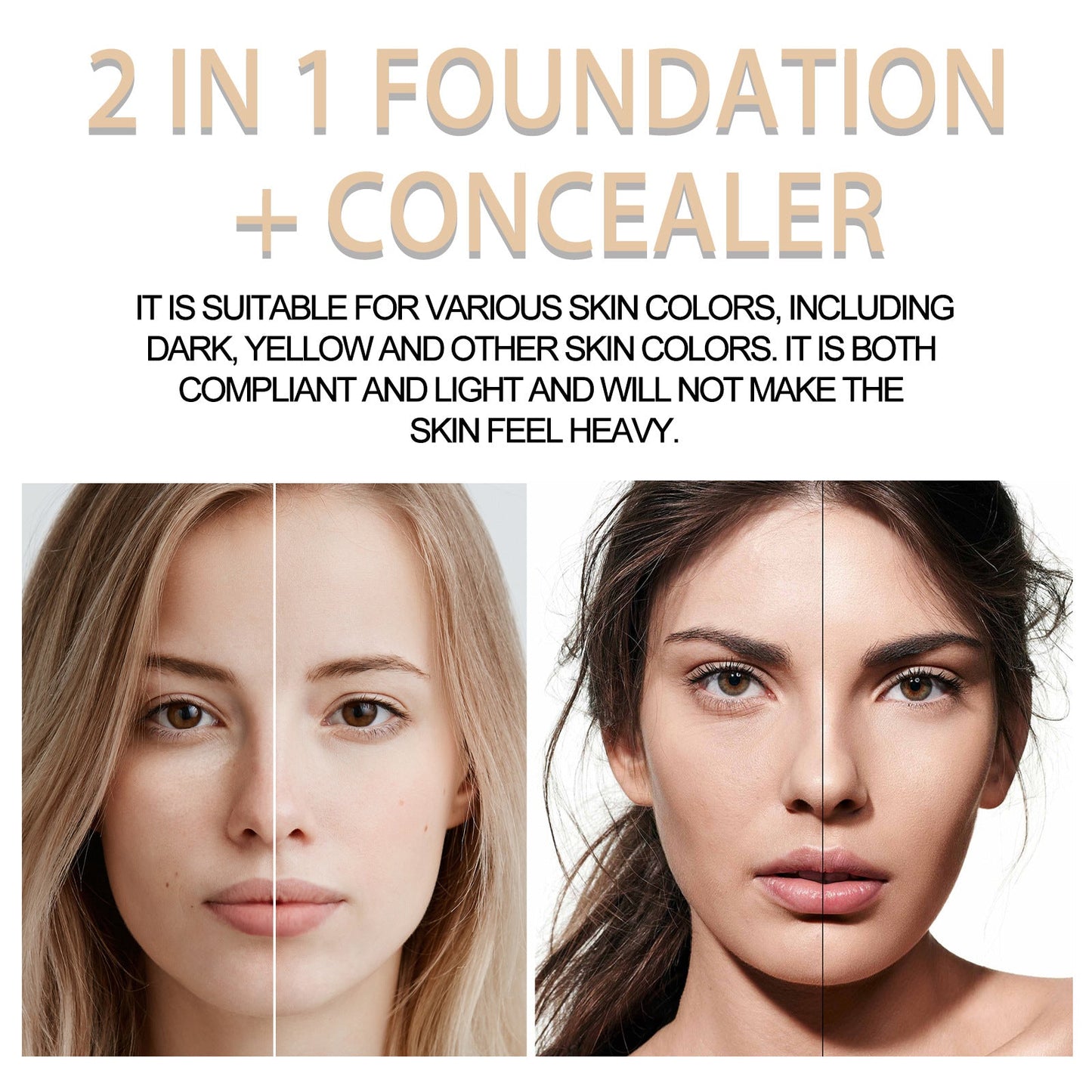 EELHOE double-end concealer, ជាប់បានយូរ, មានសំណើម, ភ្លឺដោយធម្មជាតិ, បិទបាំងស្នាមនិងស្នាមមុន, ផ្តល់សំណើមដល់ការ concealer ចុងពីរ 