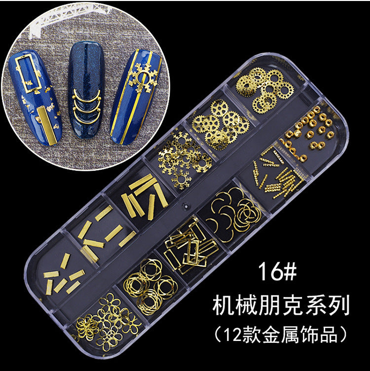 Nail accessories rhinestones flat bottom diamonds hollow rivet nail stickers diamond sequins colored diamonds flat bottom pearl shell pieces Japanese style