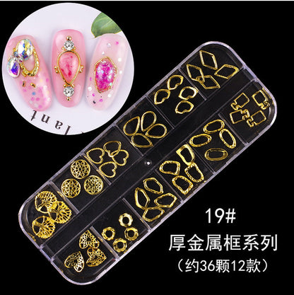 Nail accessories rhinestones flat bottom diamonds hollow rivet nail stickers diamond sequins colored diamonds flat bottom pearl shell pieces Japanese style