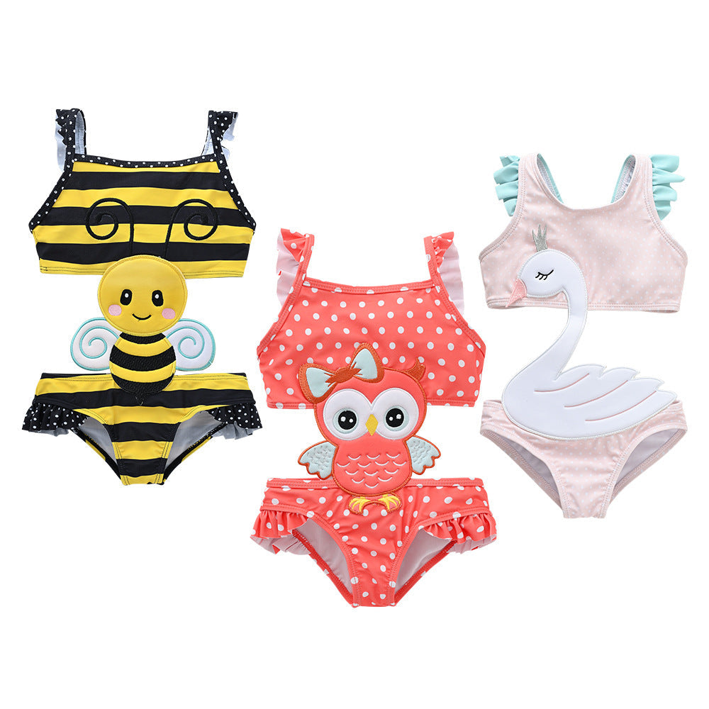 Girls' small fresh one-piece swimsuit summer 2024 medium and large children's cute swimsuit for taking photos girls' fashionable swimsuit factory 