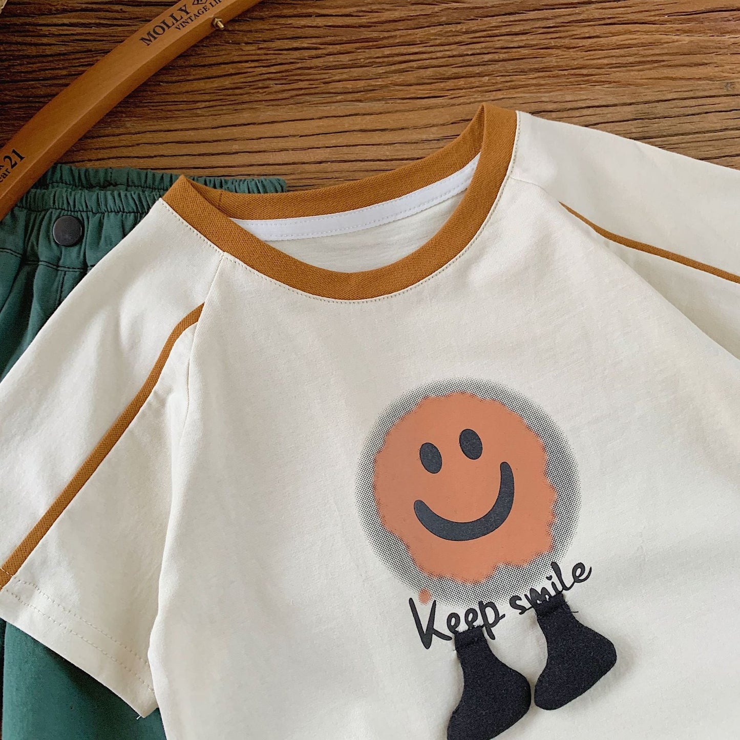 Children's T-shirt Bangcheng 2024 summer new children's clothing three-dimensional feet short-sleeved boys' smiley face short T Korean style trend G0085