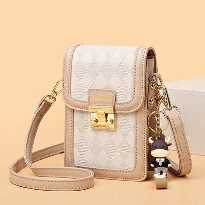 Bags 2024 new Korean style fashionable simple shoulder bag soft leather multi-layer middle-aged ladies one-shoulder crossbody mobile phone bag 