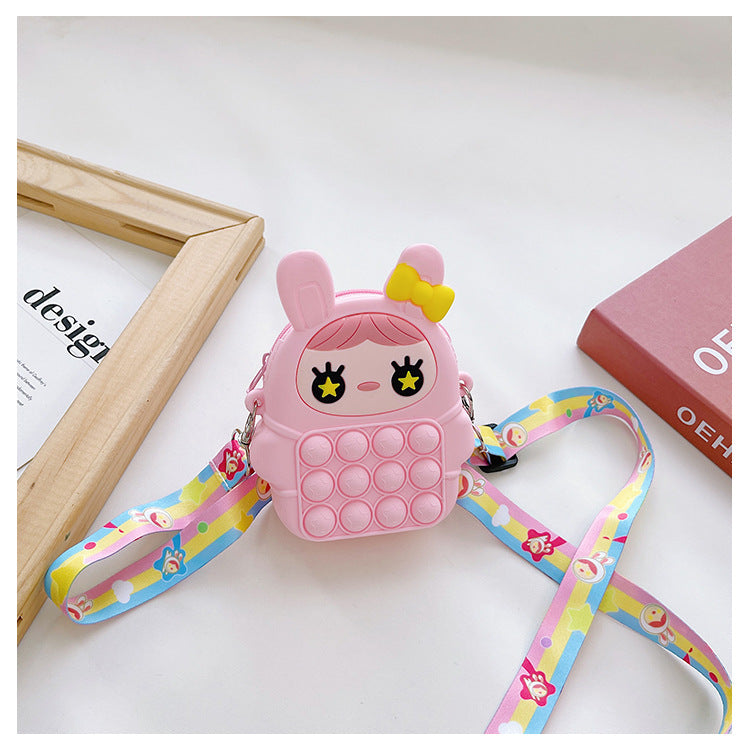 Cartoon Doll Squeeze Toy Children Bag Baby Cute Silicone Coin Purse Mini Children Messenger Bag Wholesale