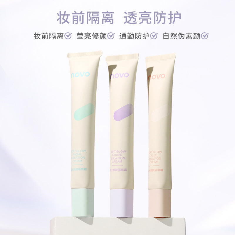 NOVO soft light rejuvenating primer base makeup protects brightens skin tone concealer false plain makeup without powder authentic 