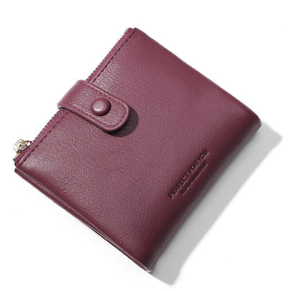 Wallet women's short wallet simple card holder pu coin purse wallet double zipper soft leather women's bag 