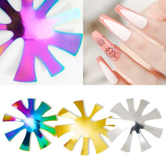 Cross-border nail tools three-color crystal nail light therapy steel plate stainless steel extension nail shaping template tool