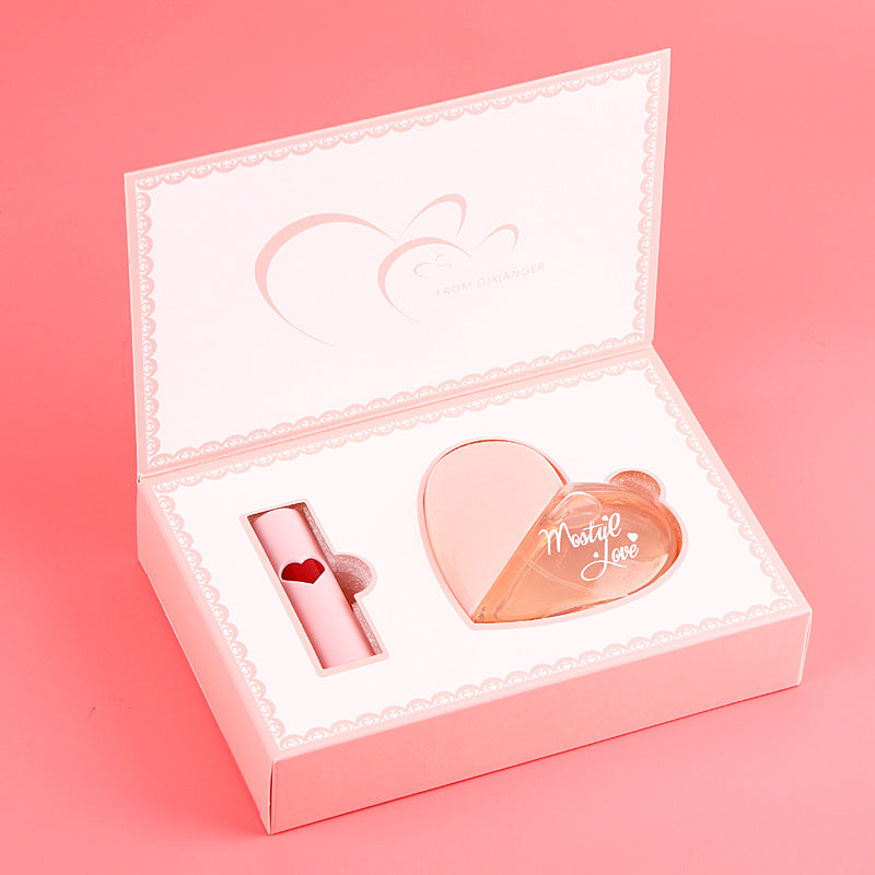 Internet celebrity hot-selling Di Xianger first love Paris pink heart perfume lipstick gift box long-lasting light fragrance Vietnam wholesale 