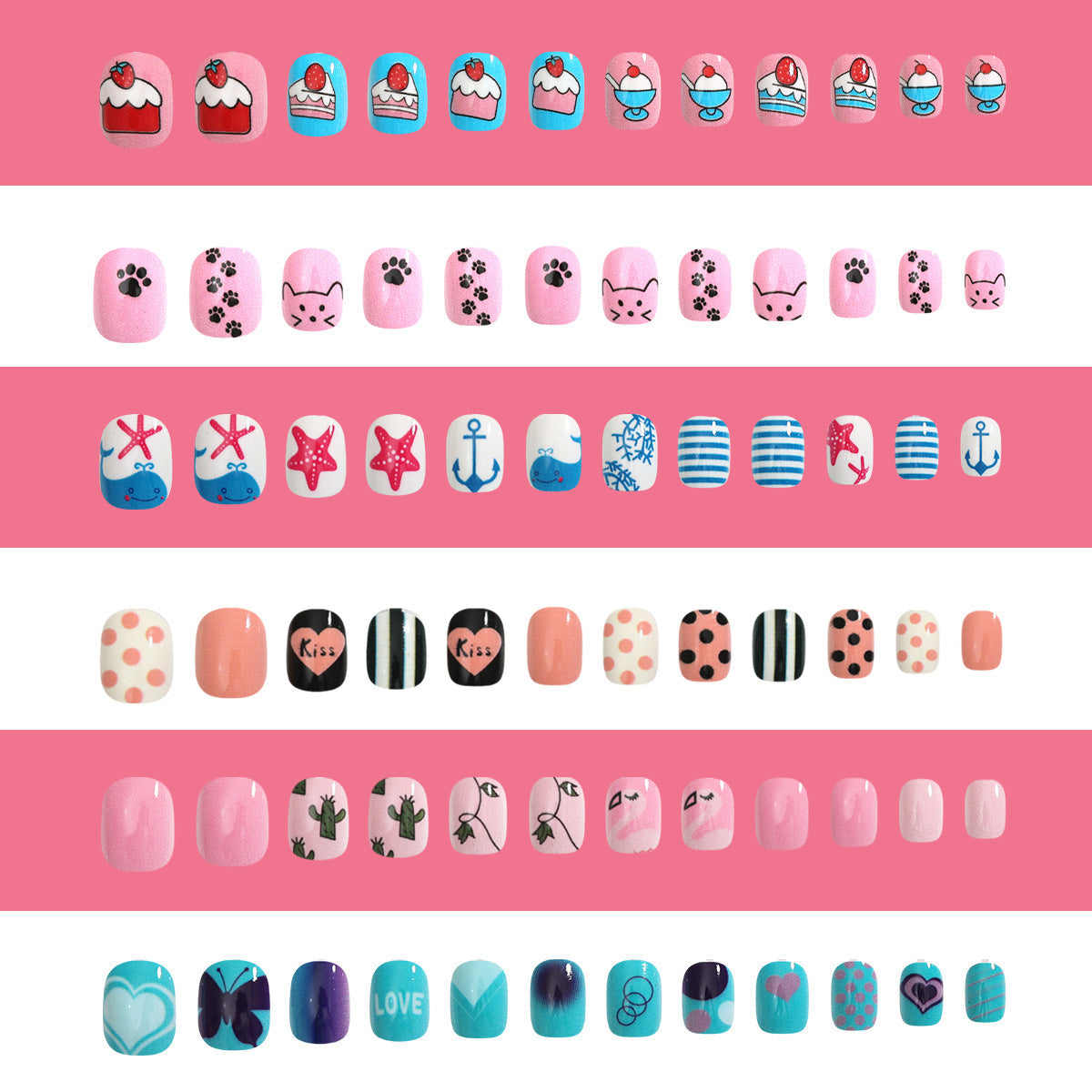 Nail art children's nails cute wearable nails nails children's false nails strip nails finished nails