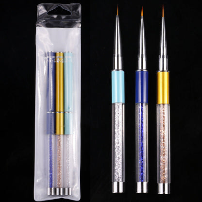 3 Gradient Gold Fishtail Line Pens Nail Art Drawing Line Pens Drawing Pens Small Brush Painting Pen Set