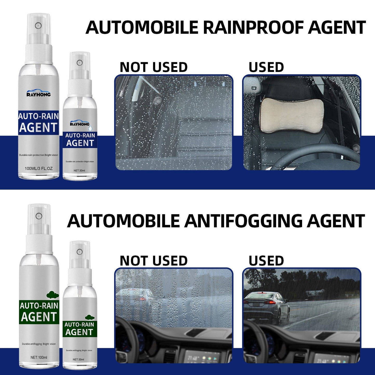 Car rainproof agent anti-fog agent car windshield cleaning rainproof anti-fog car paint light drive water coating agent 