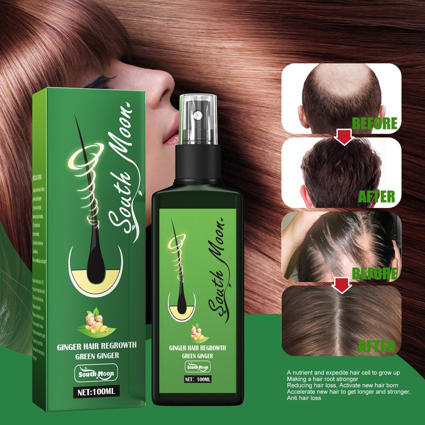 South Moon Hair Nutrition Spray ពង្រឹងសក់ ផ្តល់សំណើម ការពារសក់ជ្រុះ ដំណោះស្រាយថែរក្សាស្បែកក្បាល 