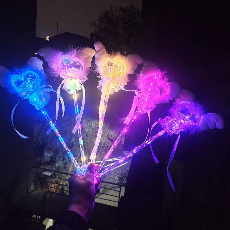 New style street stall drainage flashing light children's toys luminous cartoon star ball angel fairy stick wave ball magic wand