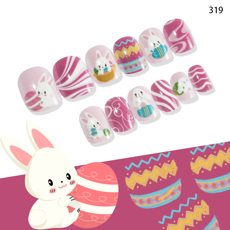 Manicure ក្រចកពាក់ ក្រចកកូនក្មេង Easter គួរឱ្យស្រលាញ់ ក្រចកដៃដែលអាចពាក់បាន ក្រចកសិប្បនិម្មិត 