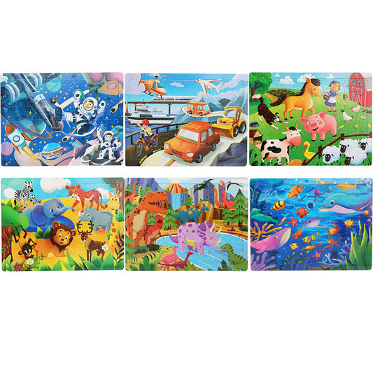 Children's educational wooden 60-piece jigsaw puzzle anime cartoon plane jigsaw puzzle baby early education toy a variety of jigsaw puzzle