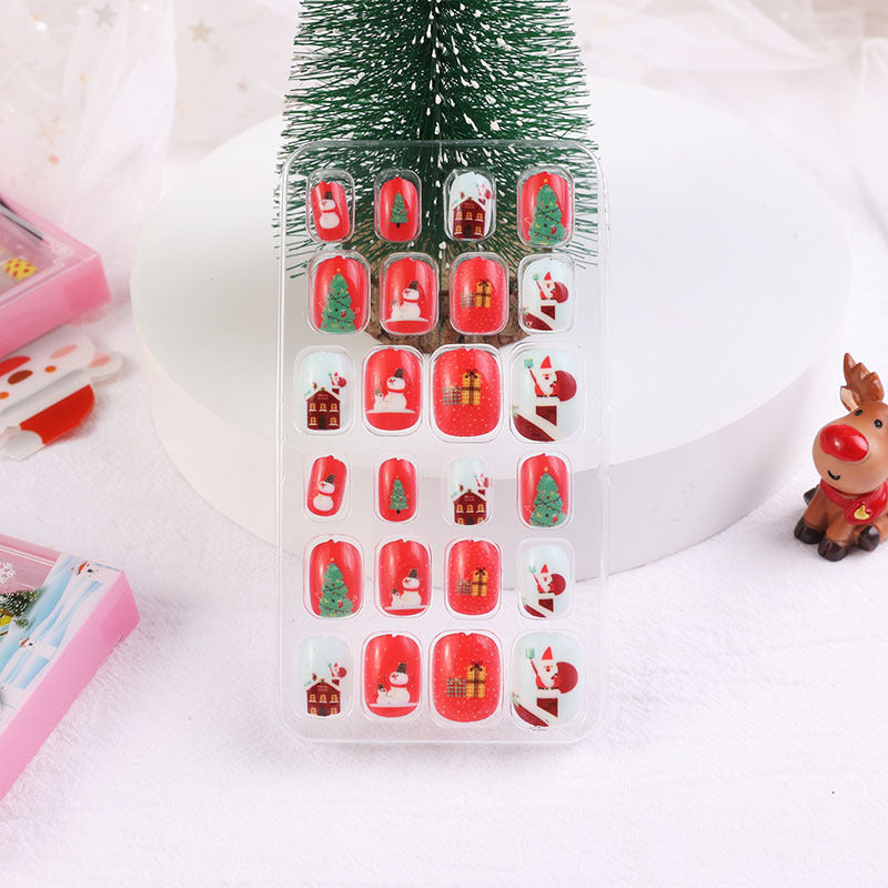 Children's nail stickers baby toddler boys and girls cartoon princess nail stickers jelly glue Christmas wear nails 