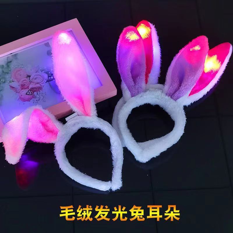 Glowing plush rabbit ears flash cloth Mickey Disney Mickey concert party children's toys manufacturers wholesale