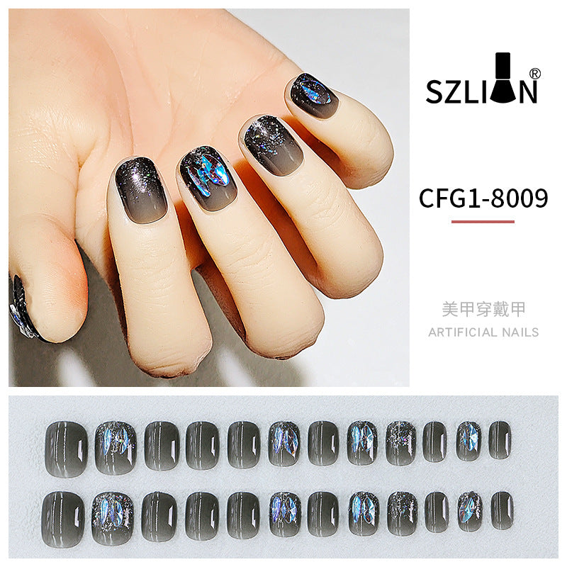 New hot sale wearable nail tips wholesale French simple ice transparent nail art finished product removable nail stickers thin