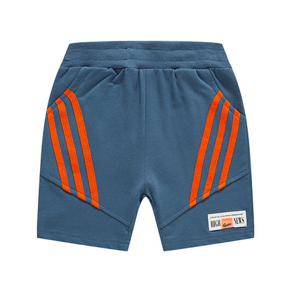 Boys casual sports shorts summer 2024 new children's clothing pure summer children's pants three-bar clause children's shorts