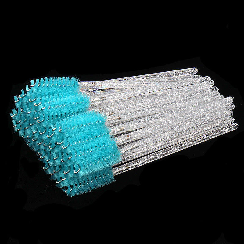 Wholesale disposable grafting eyelash brush portable white rod crystal brush colorful solid nylon head makeup brush