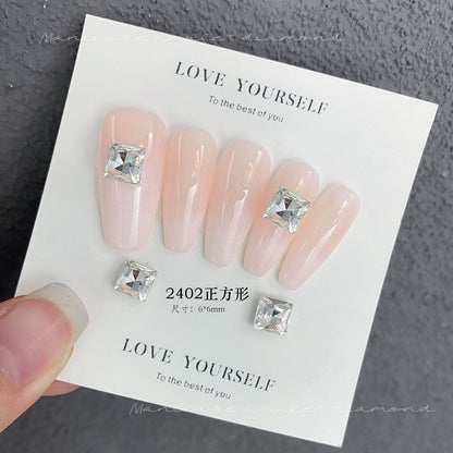 Nail Art K9 Jewelry Transparent Diamond Super Flash Crooked Heart Axe Diamond Water Drop Fat Square Butterfly White Diamond Nail Accessories Wholesale