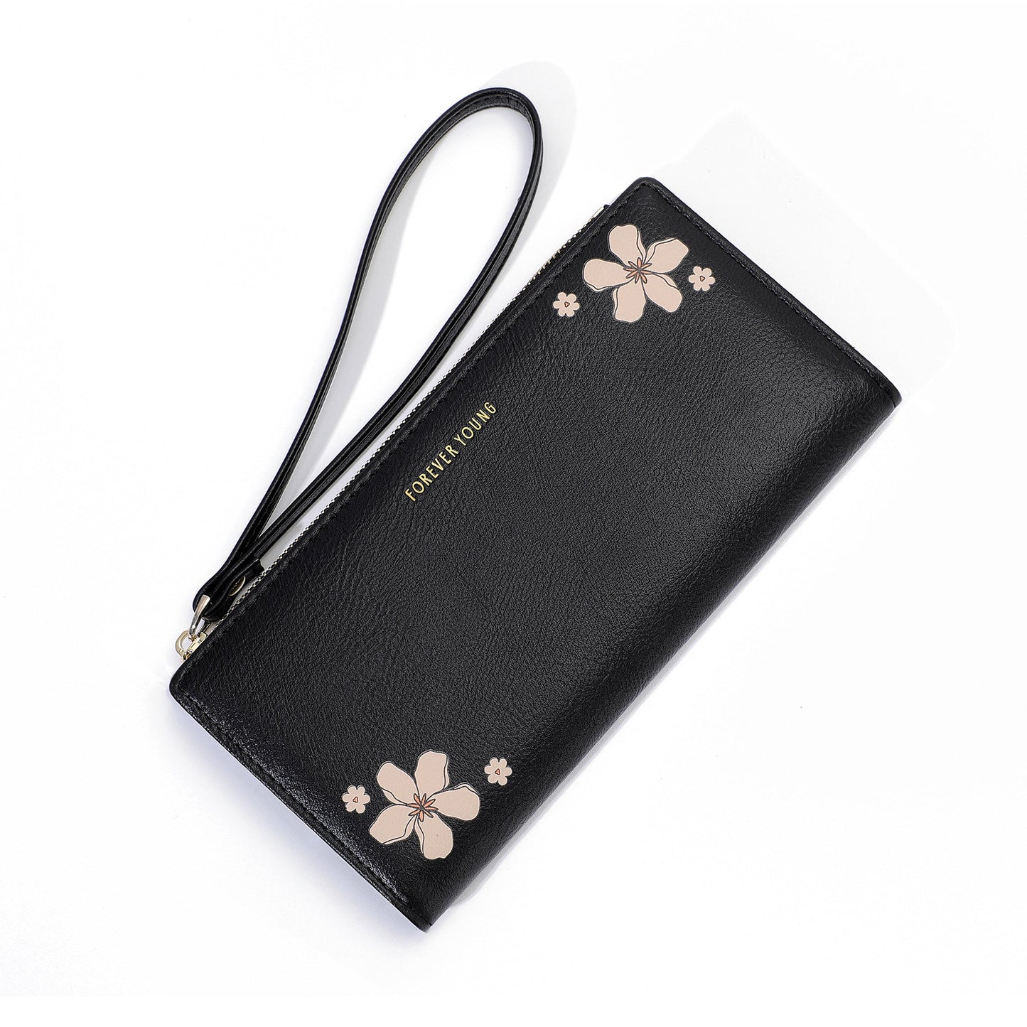 forever young ladies long wallet two-fold zipper printed wallet multi-function cross-border pu clutch 