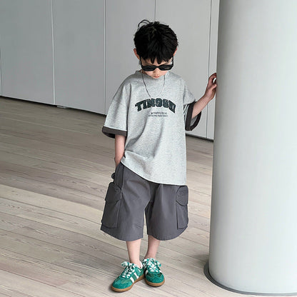 Children's summer clothing children's short-sleeved boys T-shirts boys tops 2024 summer new casual loose clothes wholesale