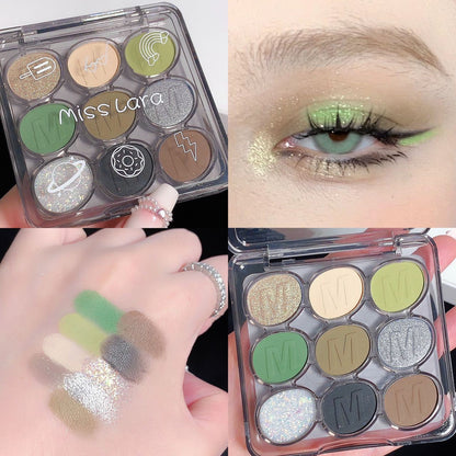 misslara 9 color eye shadow palette sequins glitter pearlescent waterproof student eye shadow super hot fine flash affordable stage