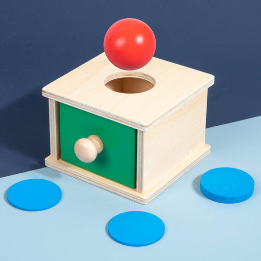 Kindergarten wooden two-in-one intelligence box pitching coin box Montessori infant intelligence development toy teaching aids