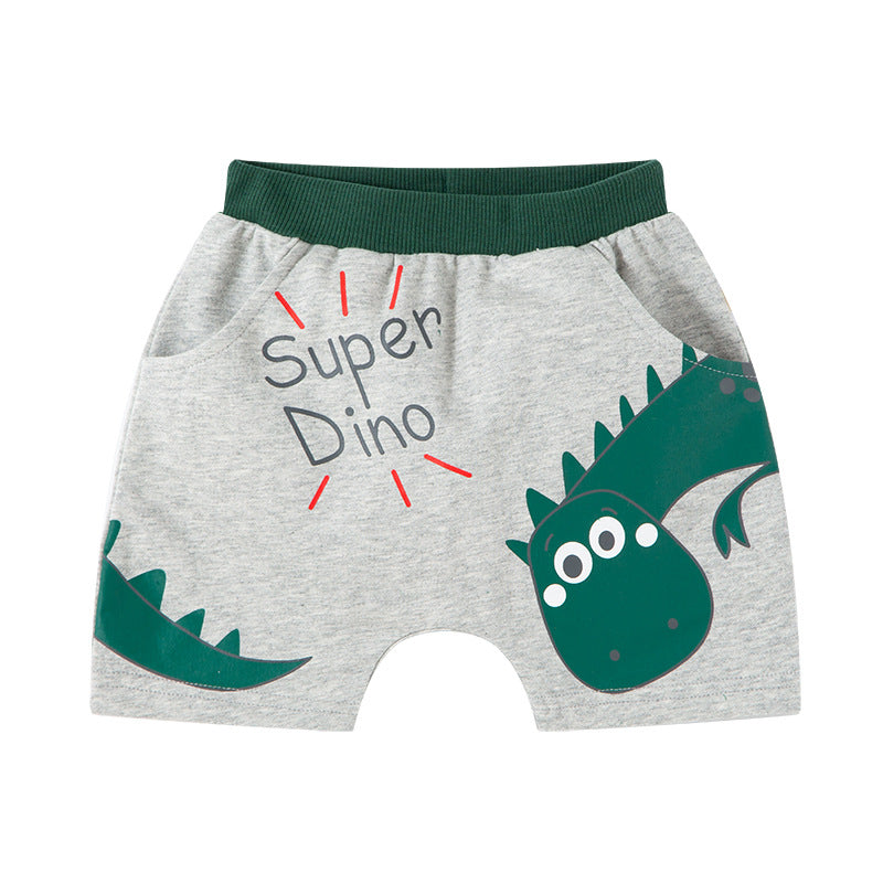 Summer new children's shorts cartoon dinosaur big PP pants boys shorts baby bottoms harem pants trendy