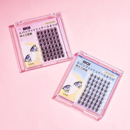 BQI Eyelashes រោមភ្នែកបែបធម្មជាតិ ម៉ូតជាកន្ទុយត្រី ដែលស្អិតជាប់ និងមានសរសៃរោមភ្នែកស្តើង 