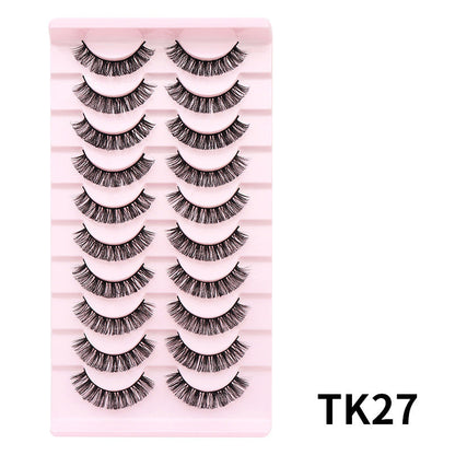 DINGSEN false eyelashes factory cross-border stable supply 10 pairs of DD holiday eyelashes Russian curling set