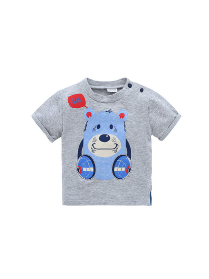 Factory children's clothing cartoon T-shirt summer children's casual T-shirt knitted round neck boy top one piece delivery 