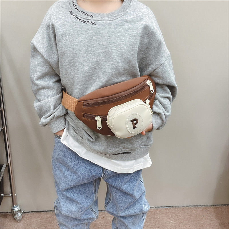 Children's chest bag handsome Korean crossbody bag all-match contrast color small backpack boys and girls go out change waist bag wholesale