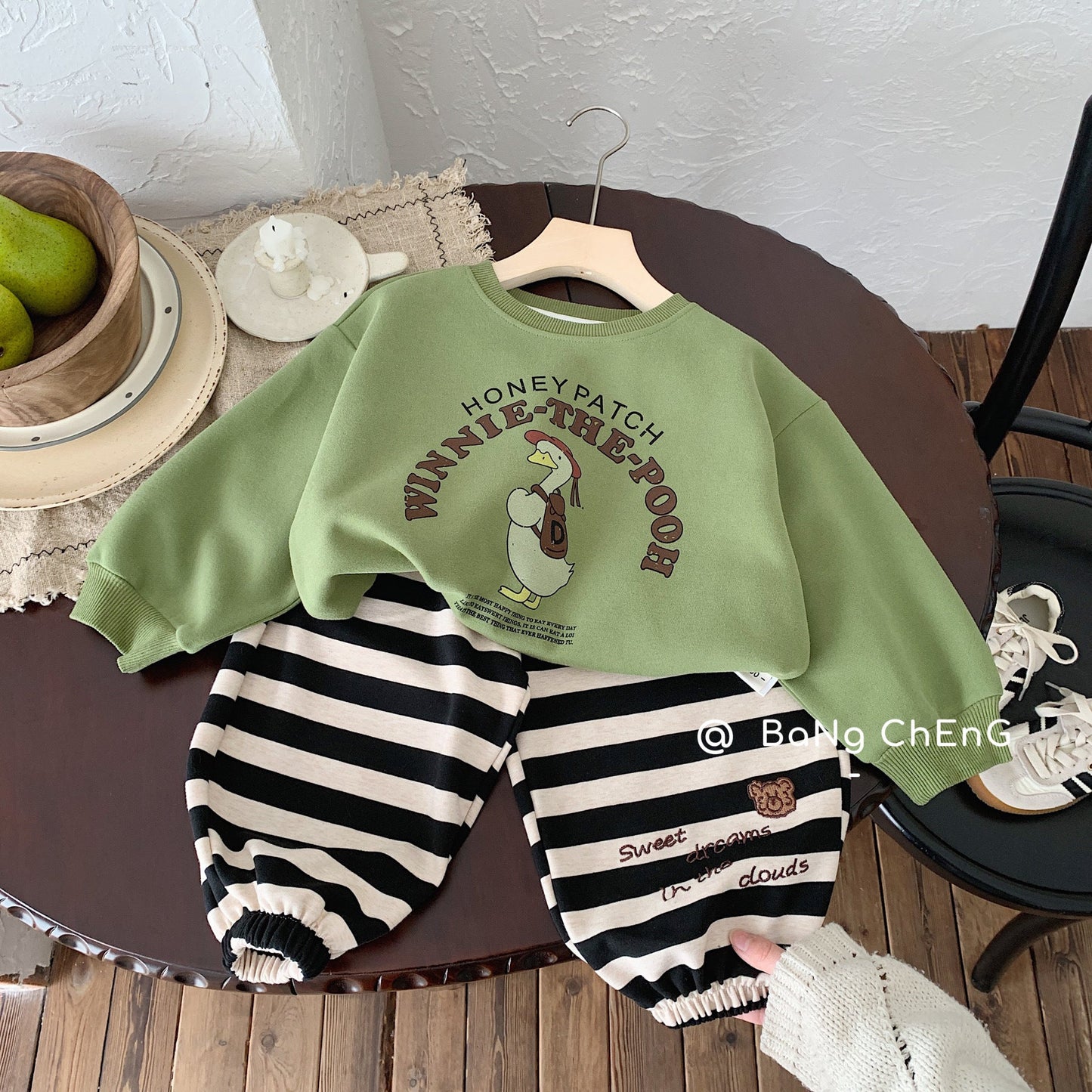 Children's sweatpants Bangcheng 2024 spring children's clothing striped bear sports pants boys and girls letter casual pants G0022