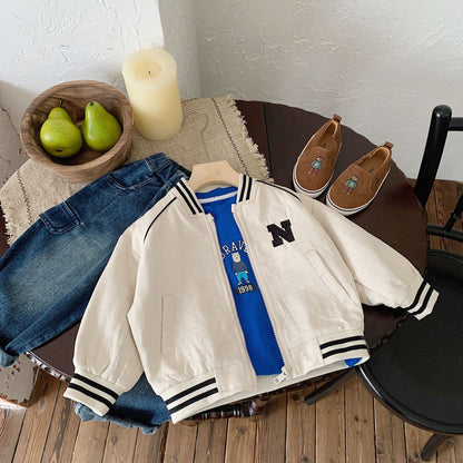 Bangcheng 2024 spring baseball uniform embroidered jacket boys and girls letter cardigan new children's coat tide G0008