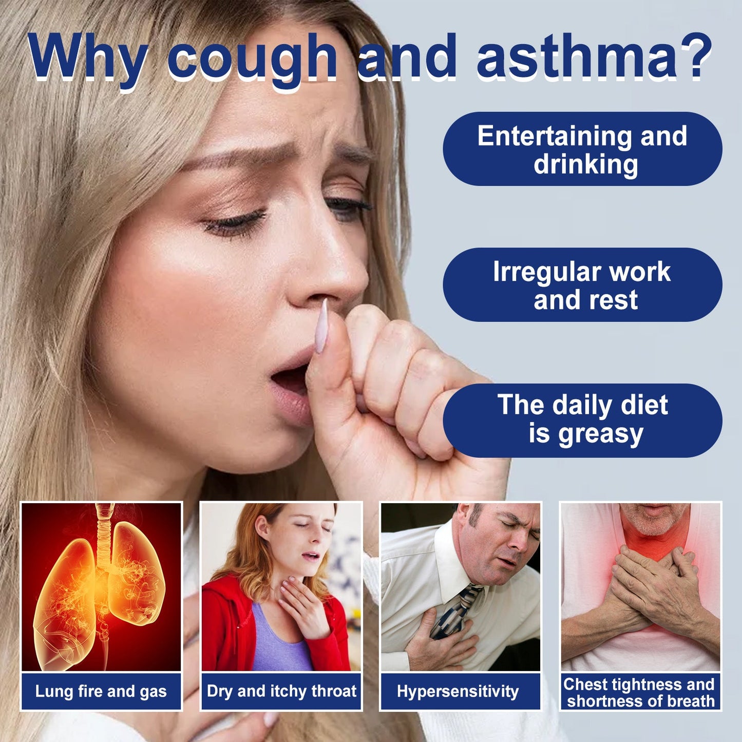 South Moon Cough Patch Asthma Chest Tightness Body Care បំបាត់ការក្អក រមាស់បំពង់ក ស្ងួត Acupoint Health Patch 