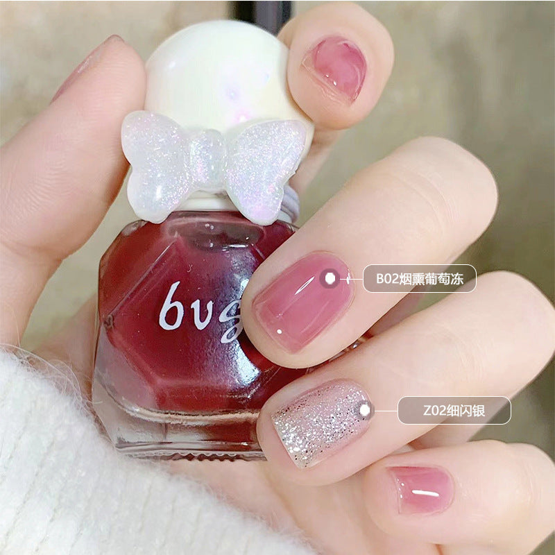 BVG new water-based nail polish small diamond nail polish ice transparent multi-color nail polish free baking tearable novice 10ml