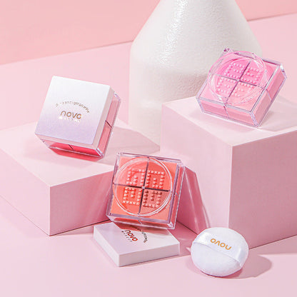 NOVO fFour-Gong Grid blush ការតុបតែងមុខបែបធម្មជាតិ matte blush niche ម៉ាកmake up មានតម្លៃសមរម្យ ងាយស្រួលសម្រាប់សិស្សទើបចាប់ផ្តើមថ្មីៗ