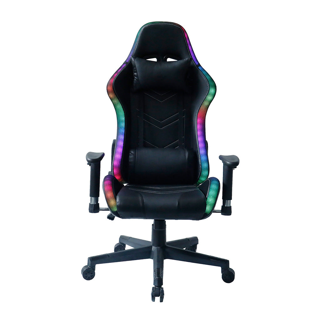 Gaming Chair RGB LED Wholesale Black Leather Straw Mat Pattern Leather Lifting Rotating Seat 783