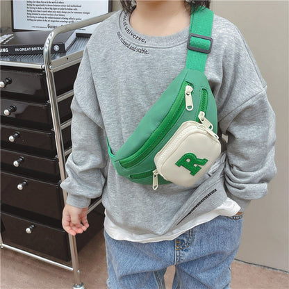 Children's chest bag handsome Korean crossbody bag all-match contrast color small backpack boys and girls go out change waist bag wholesale