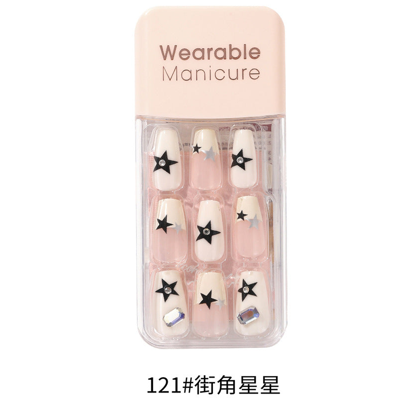 BK wearable nail art patch finished product wholesale spring and winter whitening jelly glue wear and tear square nail piece nail30