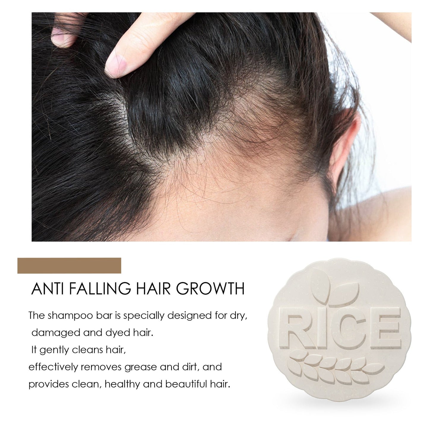 EELHOE rice anti-hair loss shampoo soap cleans hair nourishes hair roots hair care hair growth and hair growth 